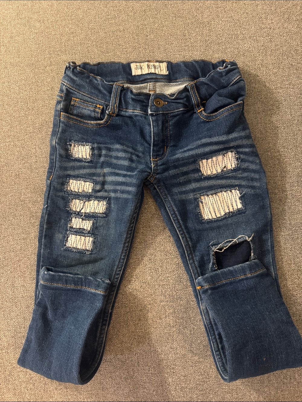 5/$15- Girls Distressed Dark Blue Stretch Jeans